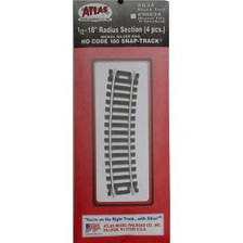 Atlas Trains 834 HO Code 100 1/2-18 Radius/4pk