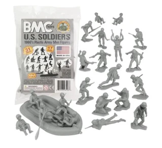 BMC Toys 48506 Classic Marx Plastic Army Men WWII US Soldiers 31pc Gray Playset