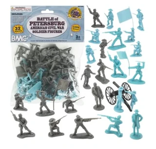 BMC Toys 67029 Civil War Plastic Army Men- 32pc Battle of Petersburg Soldier Figures