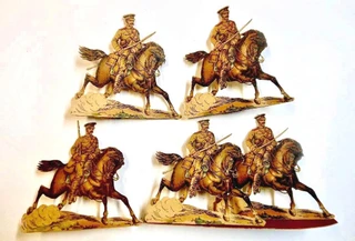 Pellerin Epinal Paper Cardboard British WWI Cavalry charging into battle
