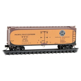 Micro-Trains Line 04900961 - 40' Double Sheathed Wood Reefer w/ Vertical Brake Wheel Pacific Fruit Express (PFE) 11007 - N Scale