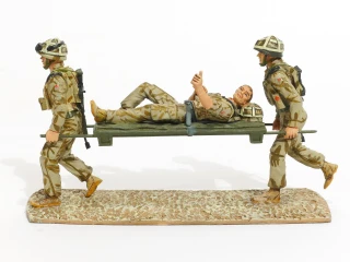 WBritain Help for Heroes - Modern British Army Stretcher Bearer Set, Kings Royal Hussar's, Afghanistan, 2007 - 4 Piece Set