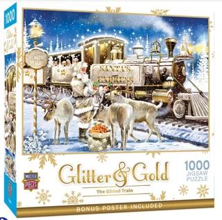 MasterPieces Glitter & Gold "The Gilded Train" 1000 Piece Jigsaw Puzzle