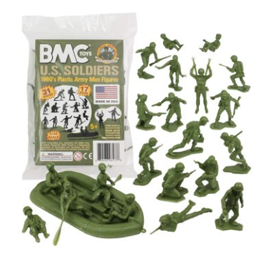 BMC Toys 48573 Marx Plastic Army Men US Soldiers OD Green 31pc WW2