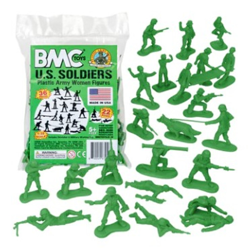 BMC Toys 67057 Plastic Army Women Green 36pc Female Soldier Figures Made in USA