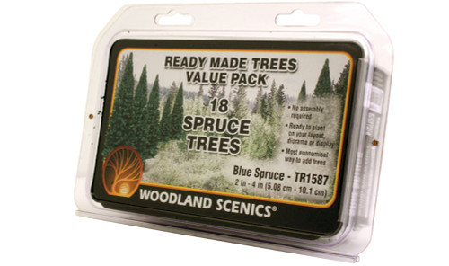 Woodland Scenics TR1587 Blue Spruce Trees - 18/pkg