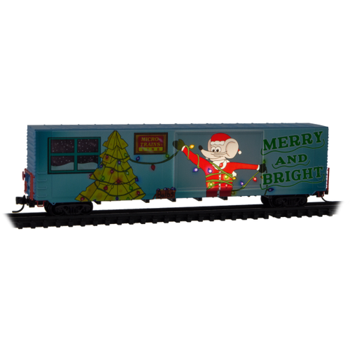 Microtrains N 10200854 60' Boxcar 2025 Christmas Micro-Mouse (Lit)