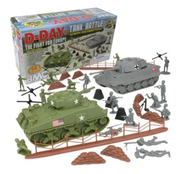 BMC-40039 WW2 D-Day Tank Battle- 36pc Plastic Army Men Playset