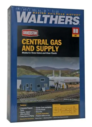 Walthers Cornerstone 933-3011 Central Gas & Supply HO Scale Building Model Train Kit