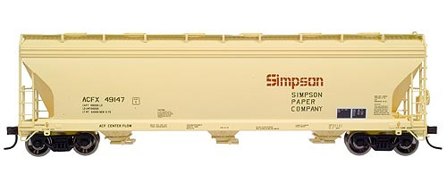 Atlas HO #1468-1 ACF 4650 3-Bay Centerflow Hopper Simpson Paper Road #49144