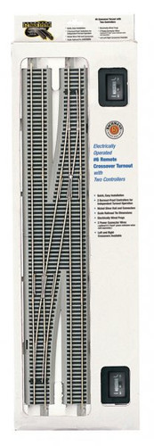 Bachmann HO 44576 EZ Track #6 Remote Crossover Turnout Right (Nickel Silver)