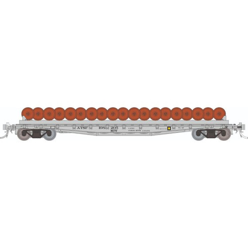 Rapido HO 138501A F30D 50' Wheel Flat Car: ATSF MOW: Single Car