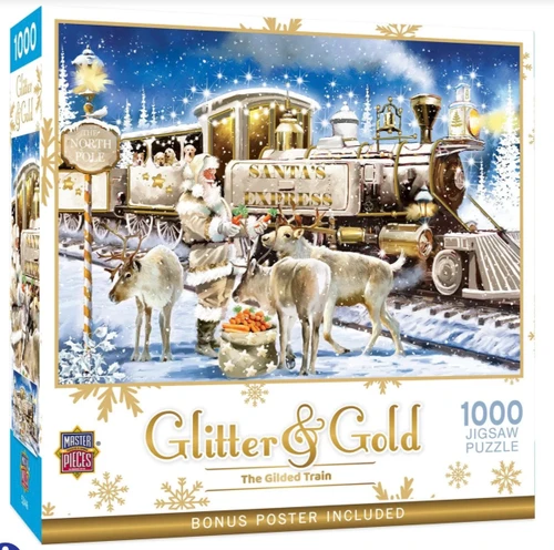 MasterPieces Glitter & Gold "The Gilded Train" 1000 Piece Jigsaw Puzzle