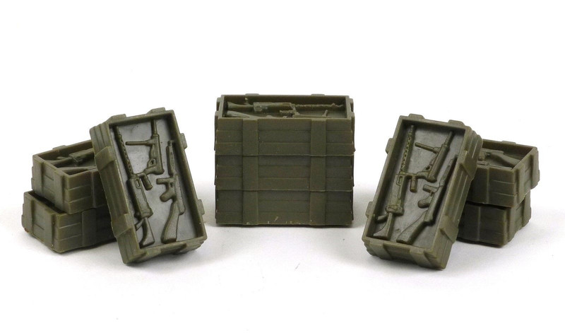 New Ray Ammo Boxes With Rifles Pack Of Nine 54mm 1:32 Scale Military Toys