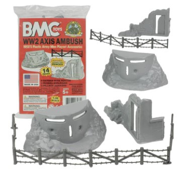 BMC Toys 48576 Classic Marx Axis Ambush- 14pc Gray Plastic Playset Accessories