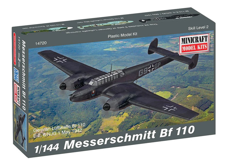 Minicraft 14720 Messerschmitt Bf110 1/144 Scale Model Kit