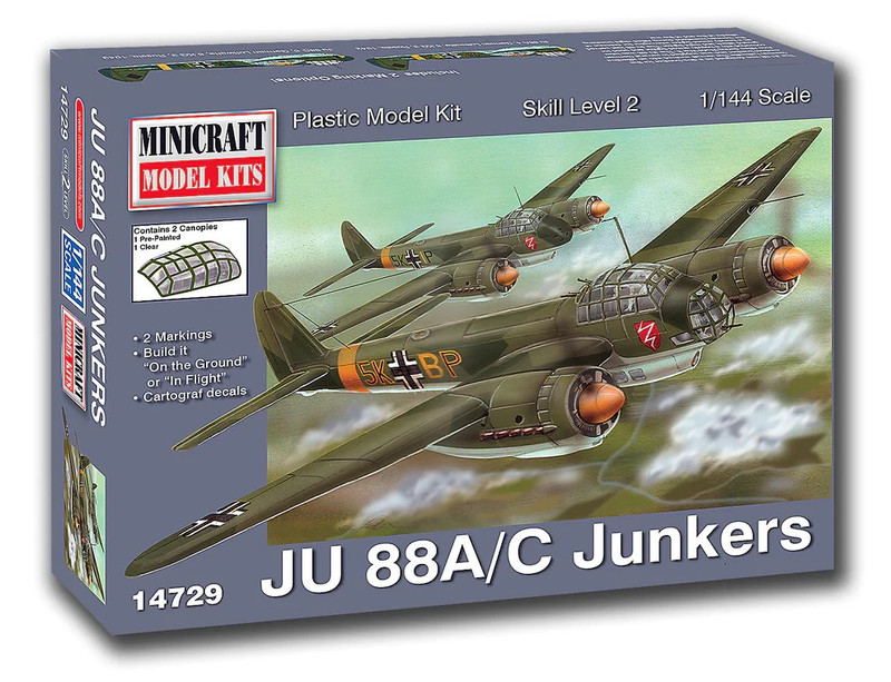 Minicraft 14729 1/144 JU-88 A/C Junkers Model Kit