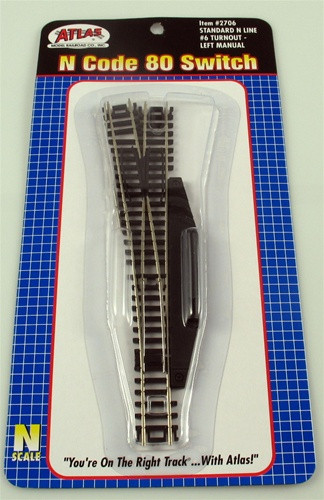 Atlas N Scale 2706 N Code 80 #6 Turnout - Manual Left