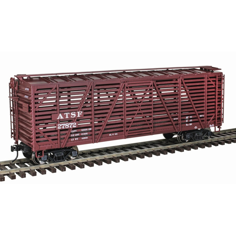 Atlas Trainmaster O 40' STOCK CAR SANTA FE ATSF (BROWN/WHITE) - 3RL