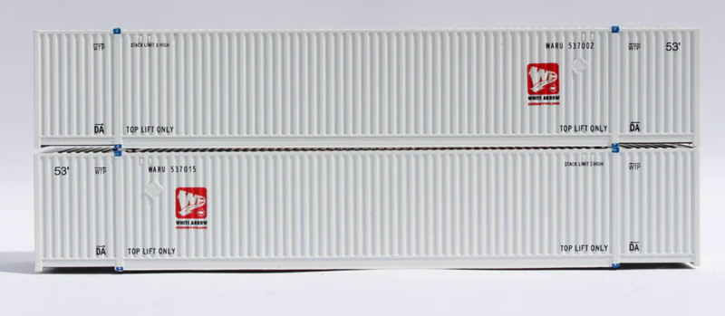 JTC Model Trains N White Arrow (WARU) 53' HIGH CUBE 8-55-8 corrugated containers