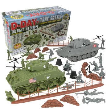 BMC 40039 WW2 D-Day Tank Battle - 36pc Plastic Army Men Playset