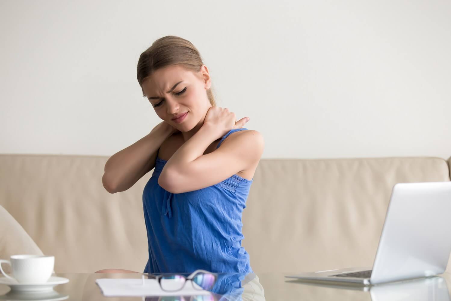 Women checking her posture