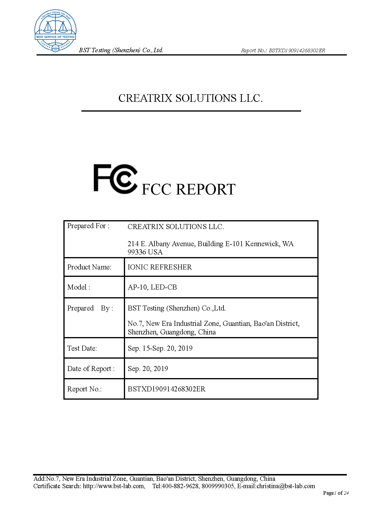 Ionic Refresher FCC Report Page 1