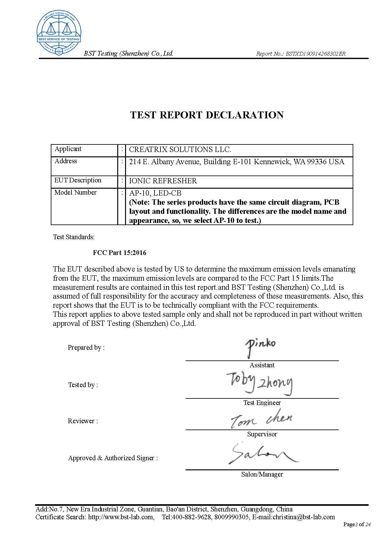 Ionic Refresher FCC Report Page 3