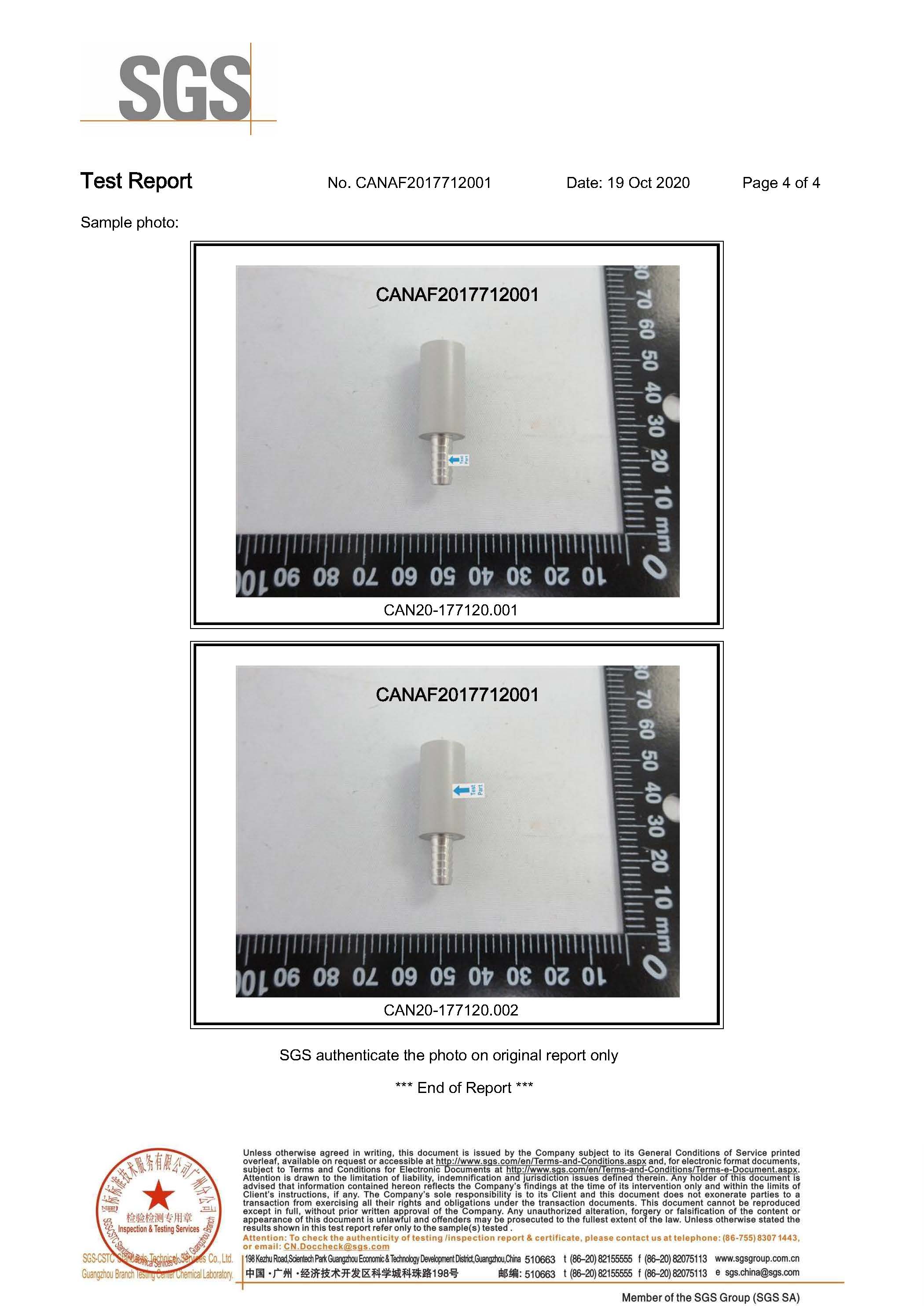 Ozone Diffuser Stone Test Report Page 4