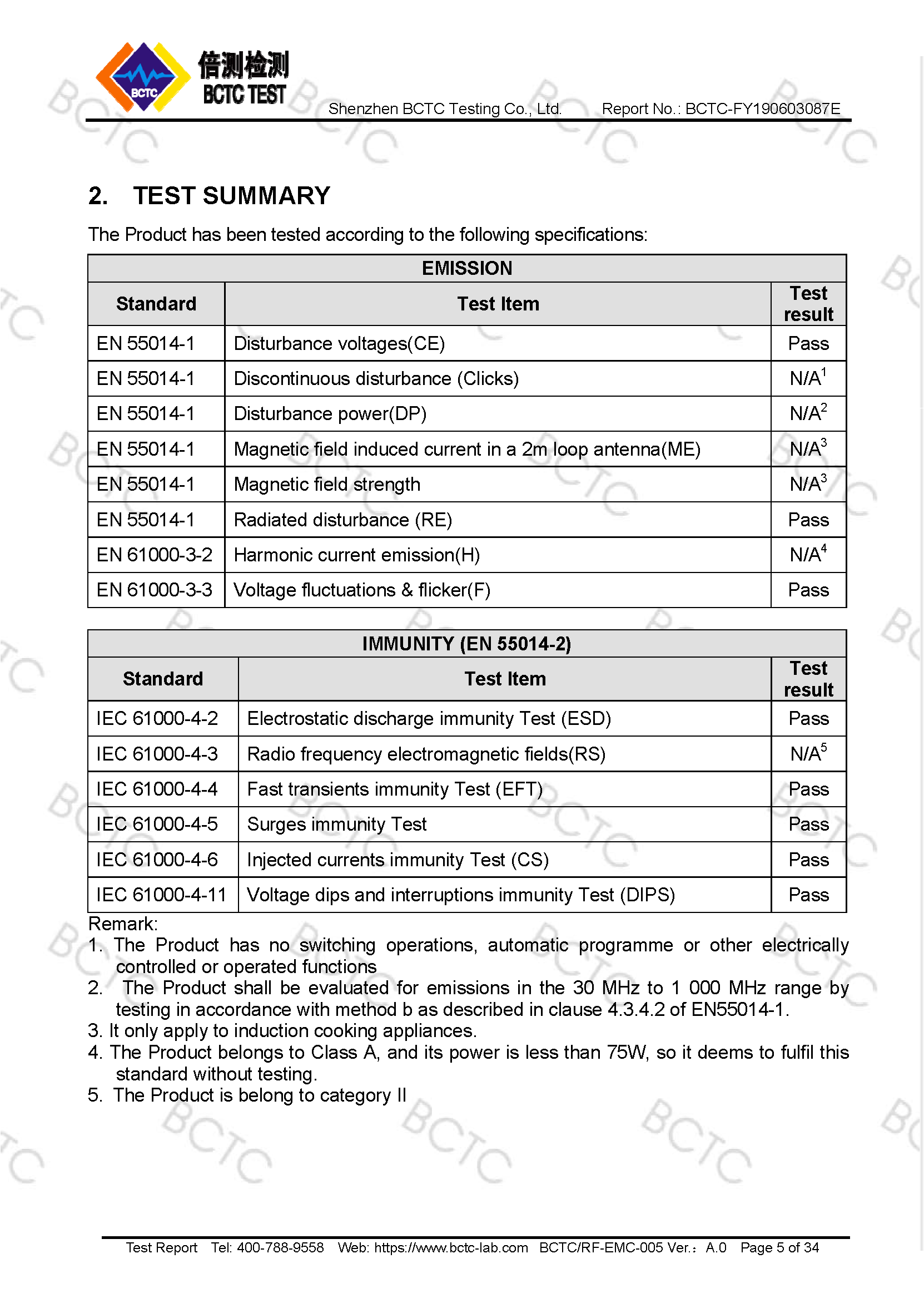 Tri-Oxy COMPLETE EMC Test Report Page 5