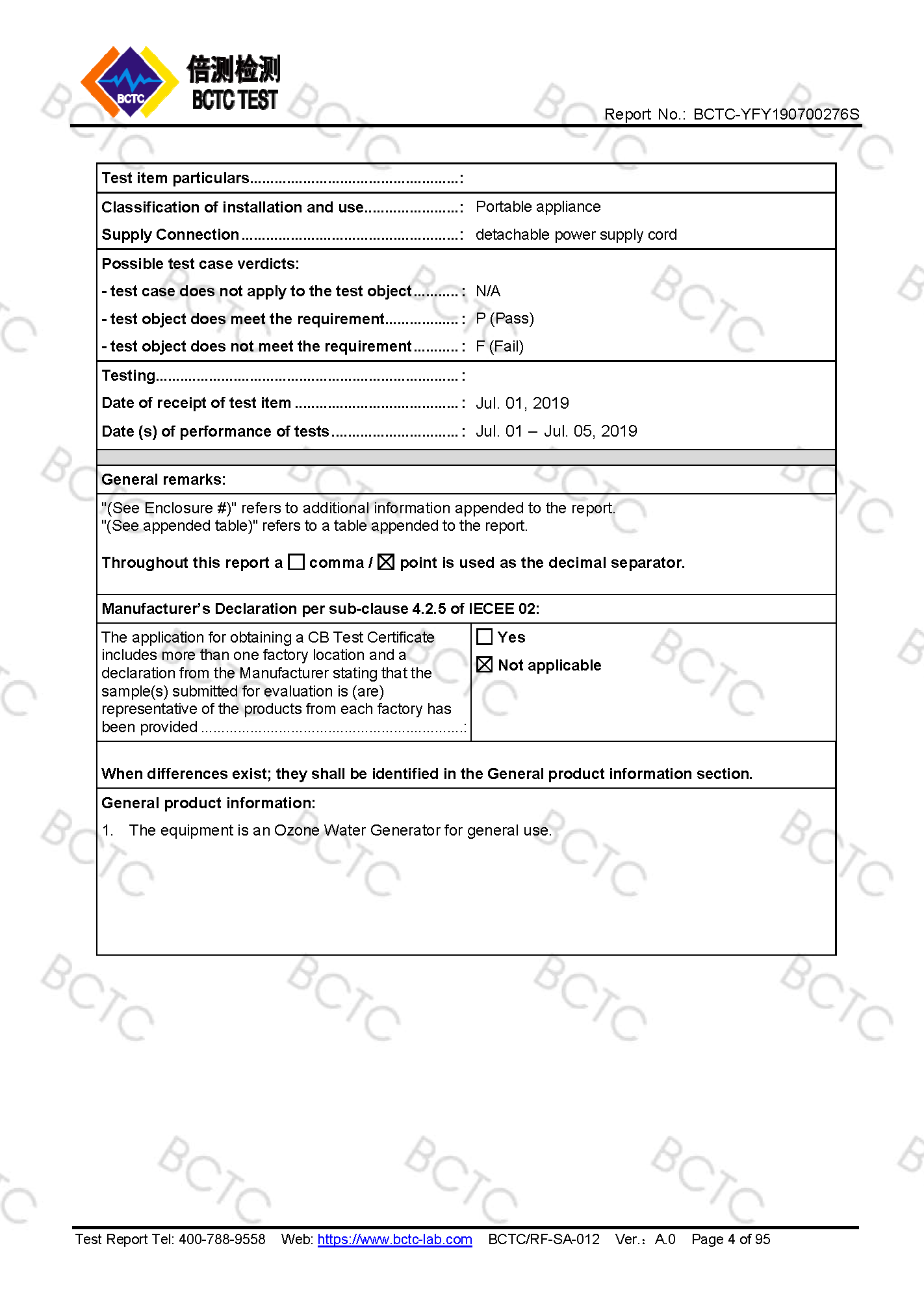 Tri-Oxy COMPLETE LVD Test Report Page 4