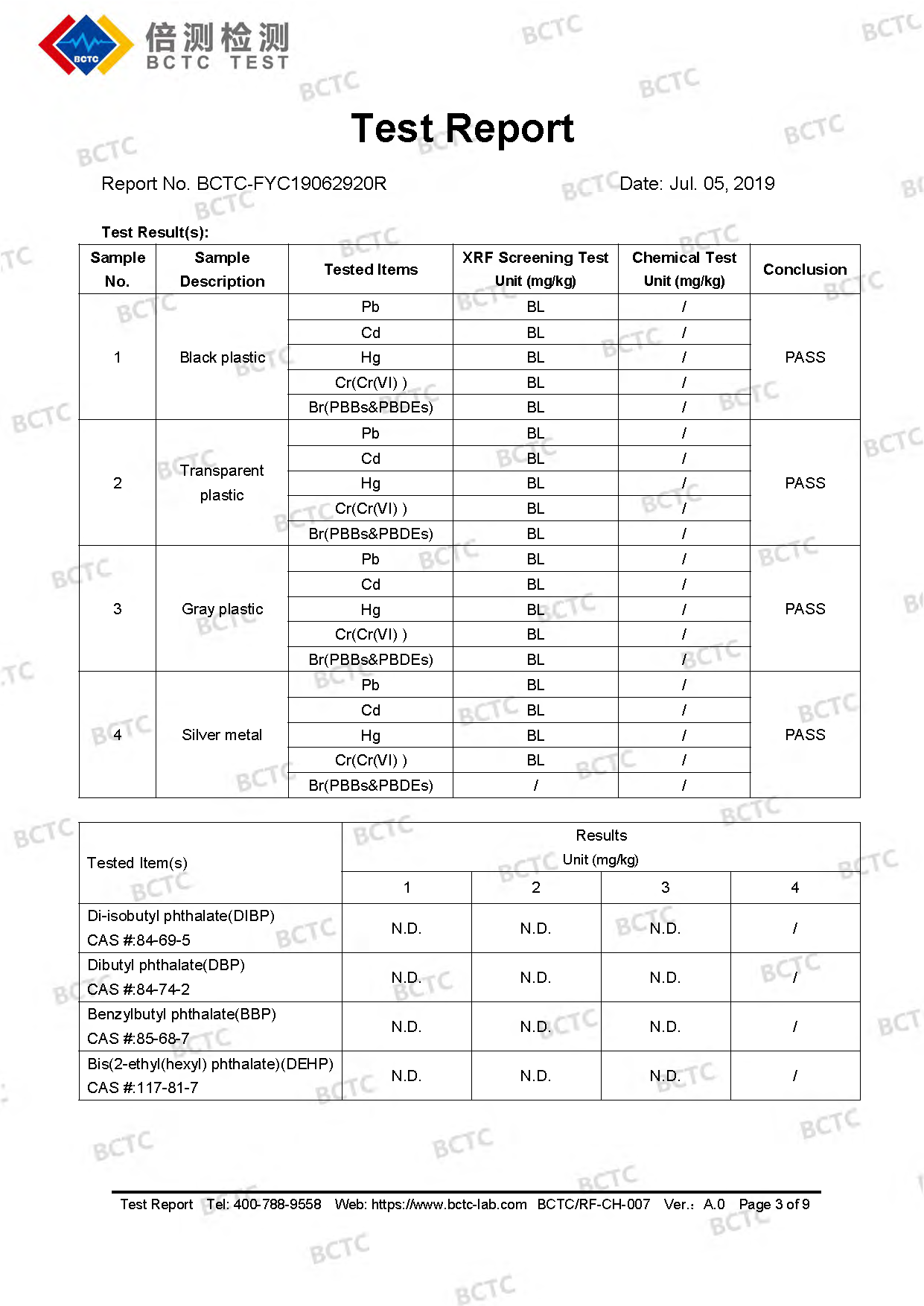 Tri-Oxy COMPLETE ROHS Test Report Page 3