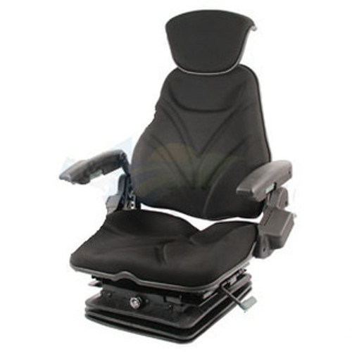 Caterpillar Tractor Seat A-F20A265 F20 Series, Air Suspension 12 Volt, Black Cloth / Armrest / Headrest / Black Cloth