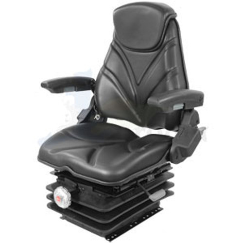 Timber Jack Tractor Seat A-F20M205 F20 Series, Mechanical Suspension / Armrest / Headrest / Black Vinyl