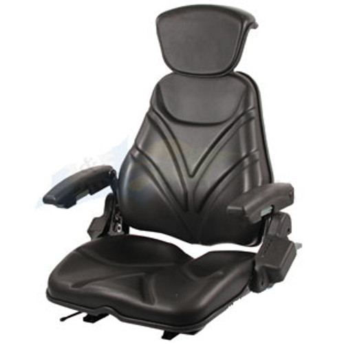 Ford/New Holland Skid Steer Tractor Seat A-F20ST105  F20 Series, Slide Track / Arm Rest / Head Rest / Black Vinyl