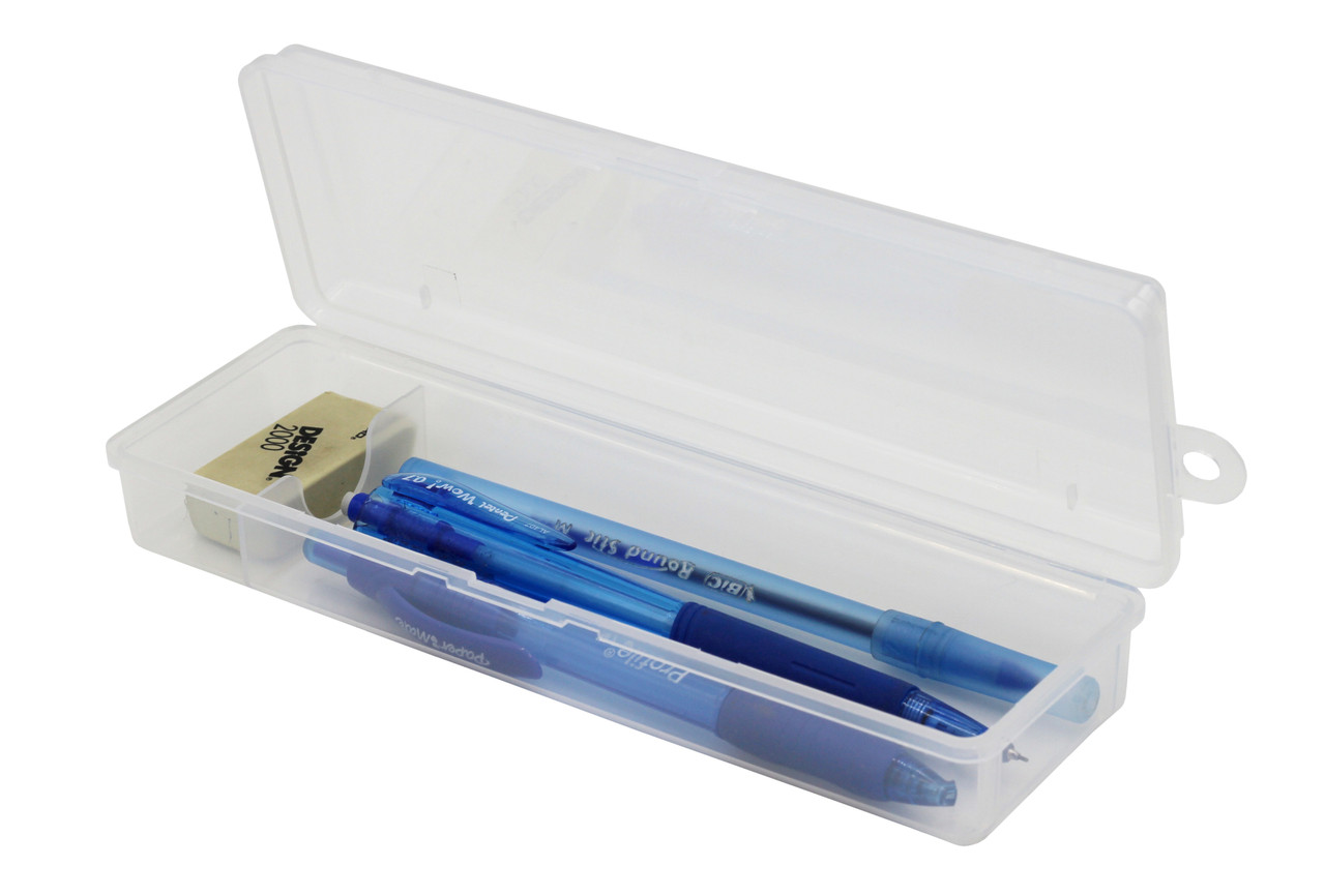 Clear Plastic Pencil Box with Hinged Lid & Snap Closure -for Pencils, Pens,  Drill Bits, Office Supplies, Organization, Tool Box and More! - Wholesale  Craft Outlet