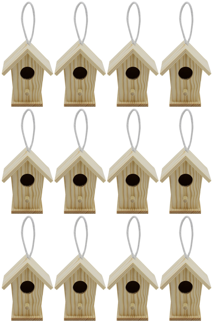 12 Pack of Wooden Bird Houses to Paint, Unfinished DIY Design Your Own  Great for Crafts, Weddings, Bible Camp and More! - Wholesale Craft Outlet