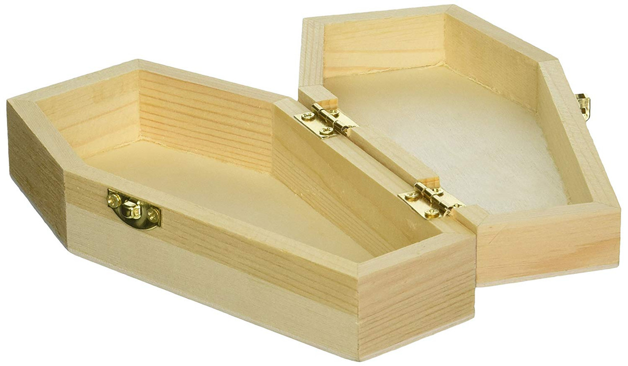 3 Pack of Unfinished Wood Coffin Trays – 8 Inch Coffin Shaped