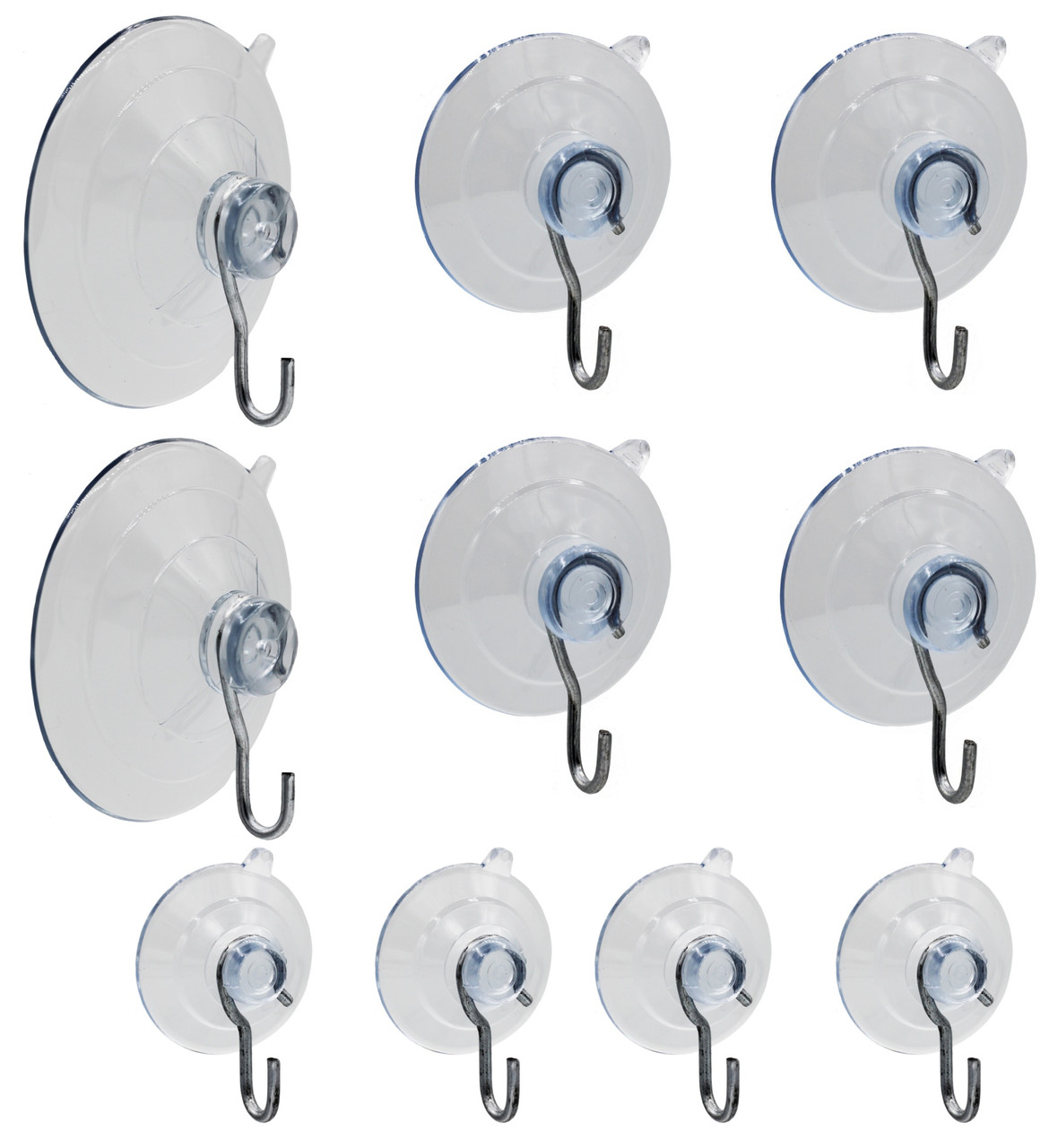 Suction Cup Hooks Combo Pack, 10 Pack, Powerful Window Hanging Suction Cups  for Glass, Mirrors, Stained Glass, Doors. 2 Large, 2 Medium, 2 Small, in  Hangable, Re-Usable Storage Case. - Wholesale Craft Outlet