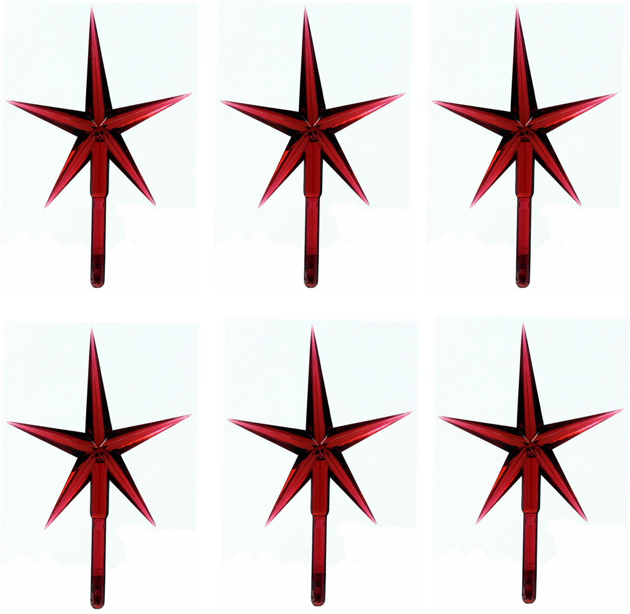 6 Pack Red Stars Ceramic Christmas Tree Lights Plastic Light Decorations Replacement Parts