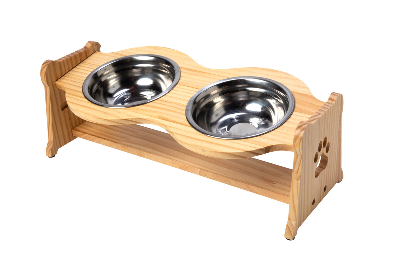 Elevated Dog and Cat Bowls, 6 Adjustable Heights Raised Food Water Feeder  Bowl with Stand in Wood Color H-D0102HAXX6G - The Home Depot