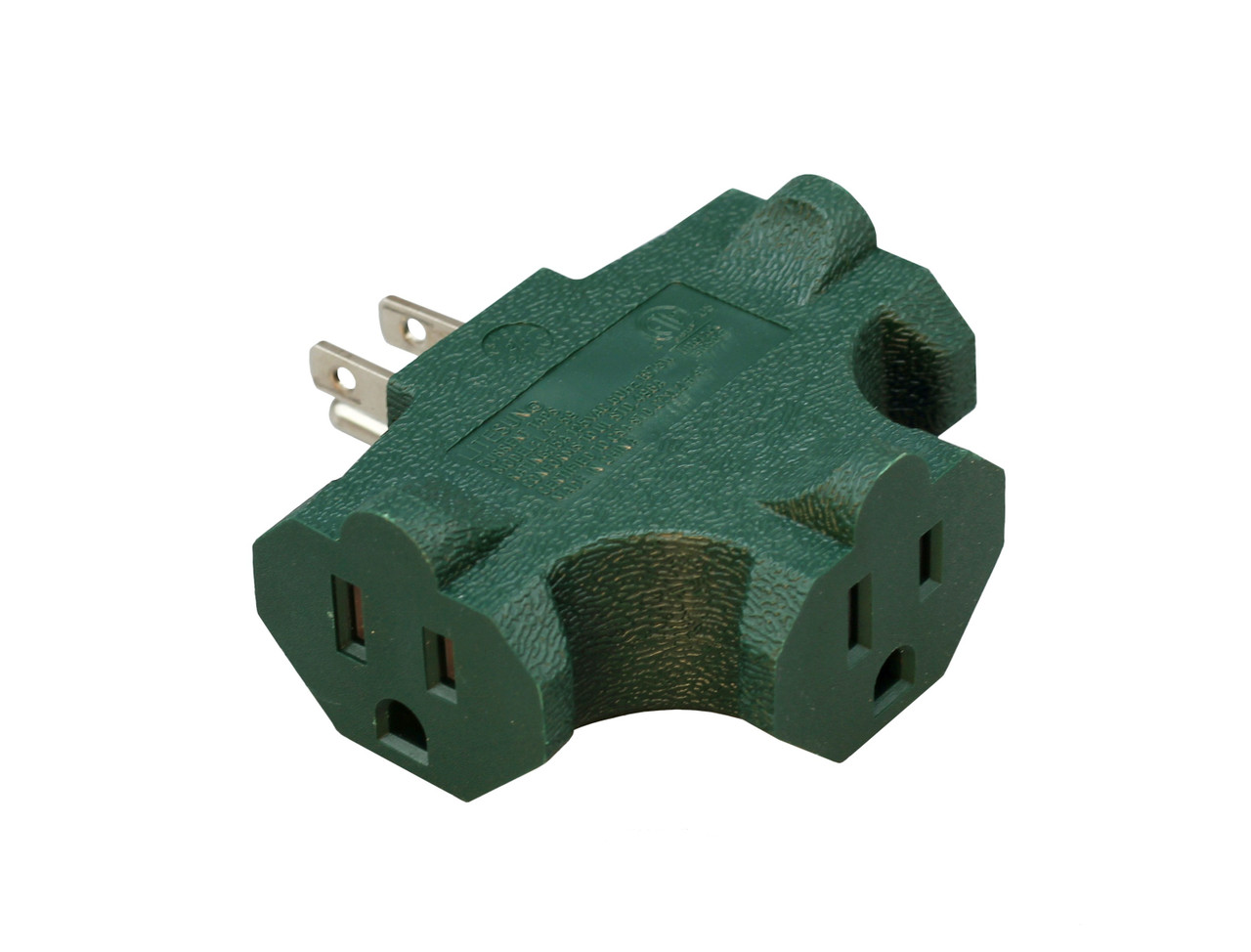 3 Outlet T Shaped Wall Plug Grounding Adapter Splitter Extender ...
