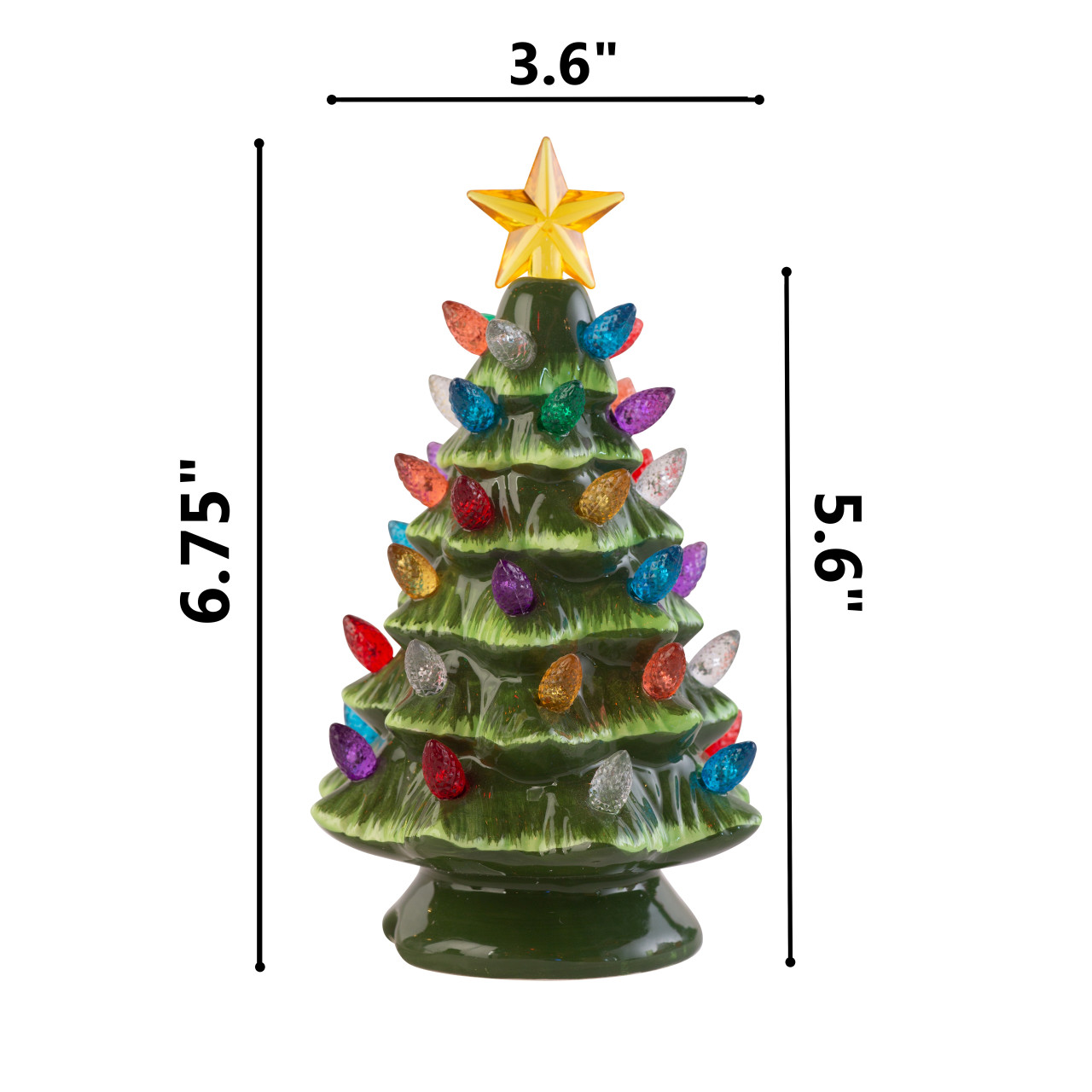 Small Vintage Ceramic Christmas Tree with MultiColor Lights and Clip