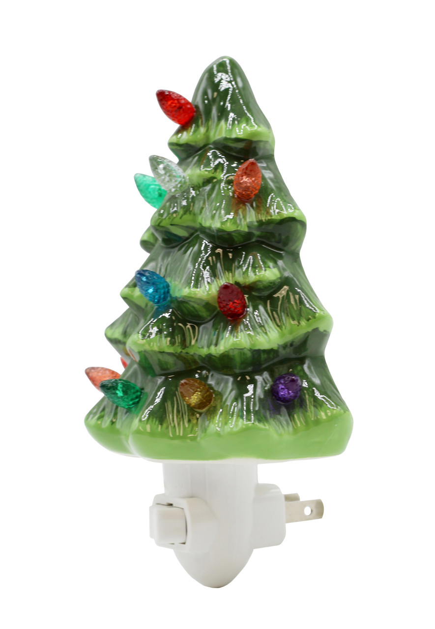 Christmas Tree Night Light Plug in Ceramic Vintage Night Light with