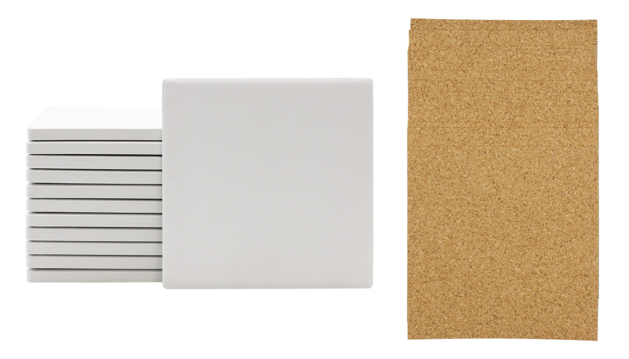 Ceramic Tiles for Crafts and Coasters 4" Round Tiles with Cork