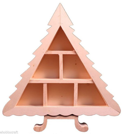10" Tall Wood Christmas Tree Shadow Box Unfinished Wood Craft Display
