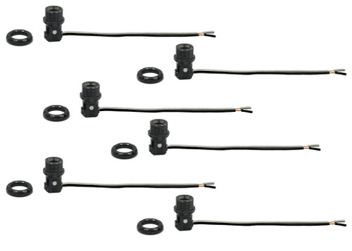 LP1970 Phenolic Candelabra (E12) Base Socket with 1.25 Inch Shoulder and Screw Ring, 8 Inch Wire Leads, Wholesale Pack of 6 LP1970 Phenolic Candelabra (E12) Base Socket with 1.25 Inch Shoulder and Screw Ring, 8 Inch Wire Leads, Wholesale Pack of 6