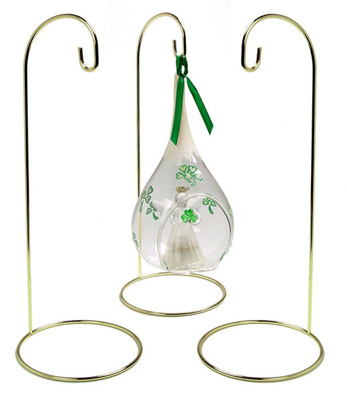 Metal Wire Ornament Stands Display Holder Gold Colored - 12" High - Set of 3