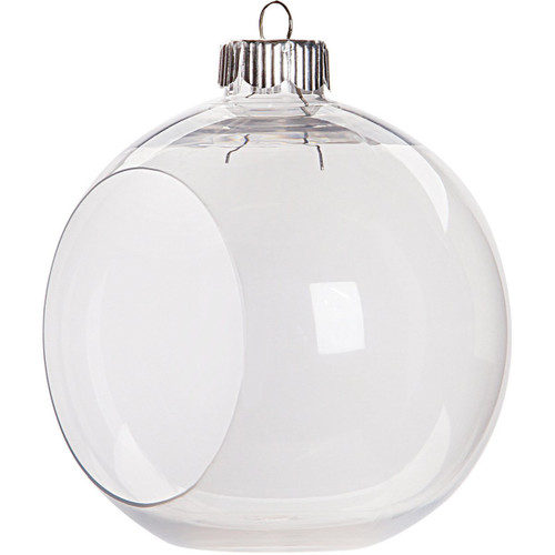 Clear Plastic Ornament Balls, Open Front with Flat Bottom, Great for Terrariums, 3.25 Inch (83 mm), Box of 12 Pieces Clear Plastic Ornament Balls, Open Front with Flat Bottom, Great for Terrariums, 3.25 Inch (83 mm), Box of 12 Pieces