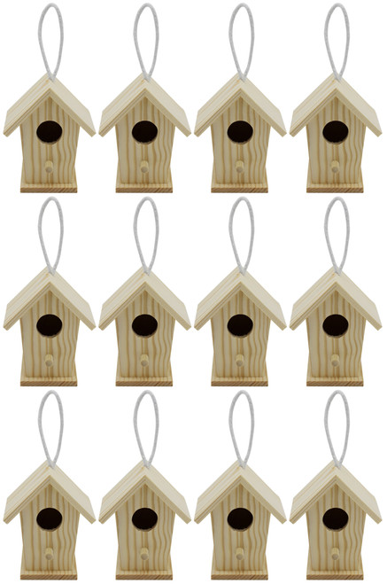 12 Pack of Wooden Bird Houses to Paint, Unfinished DIY Design Your Own  Great for Crafts, Weddings, Bible Camp and More! - Wholesale Craft Outlet